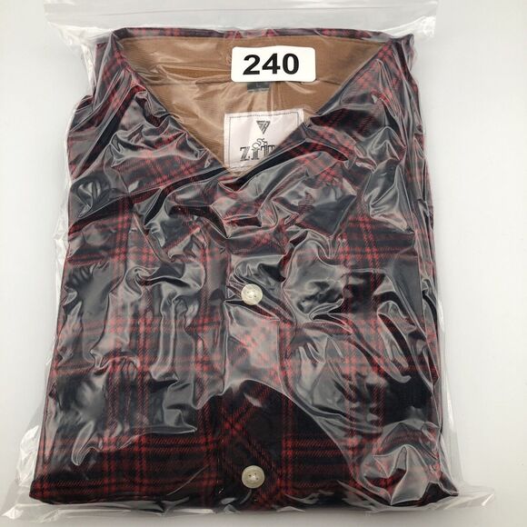 Zity Mens Lightweight Long Sleeve Flannel Shirt Large Red Plaid Button Pockets - Picture 9 of 9